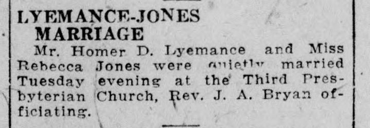 Homer D. Lyemance-Rebecca Jones